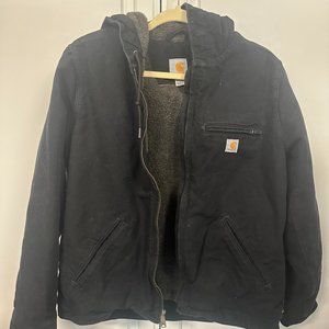 Carhartt Black Sherpa Lined Duck Jacket